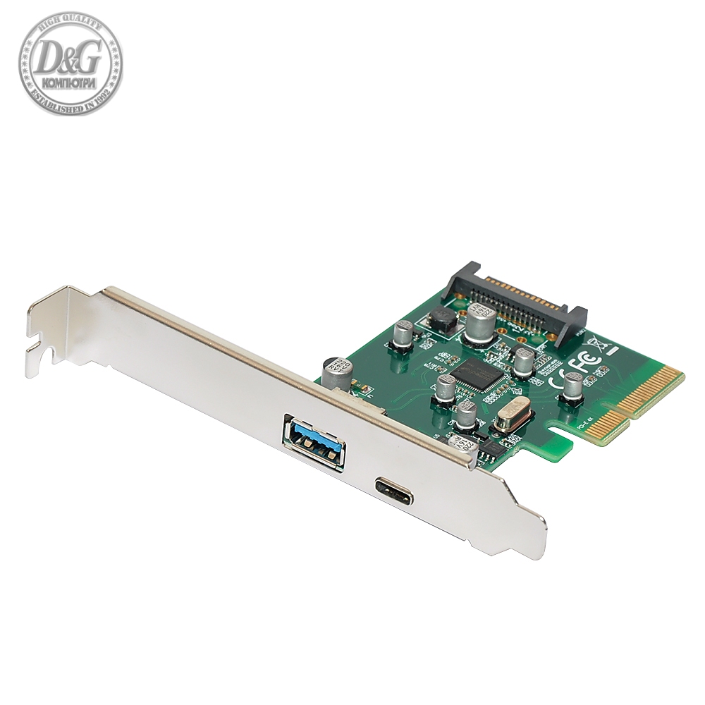 Makki PCI-E card 2 x USB3.1 A+C ports - MAKKI-PCIE-2XUSB31-AC-V1