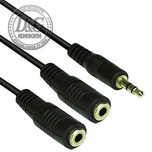 VCom Аудио Кабел 3.5mm Stereo M / 2x 3.5mm Stereo F - CV203-0.2m