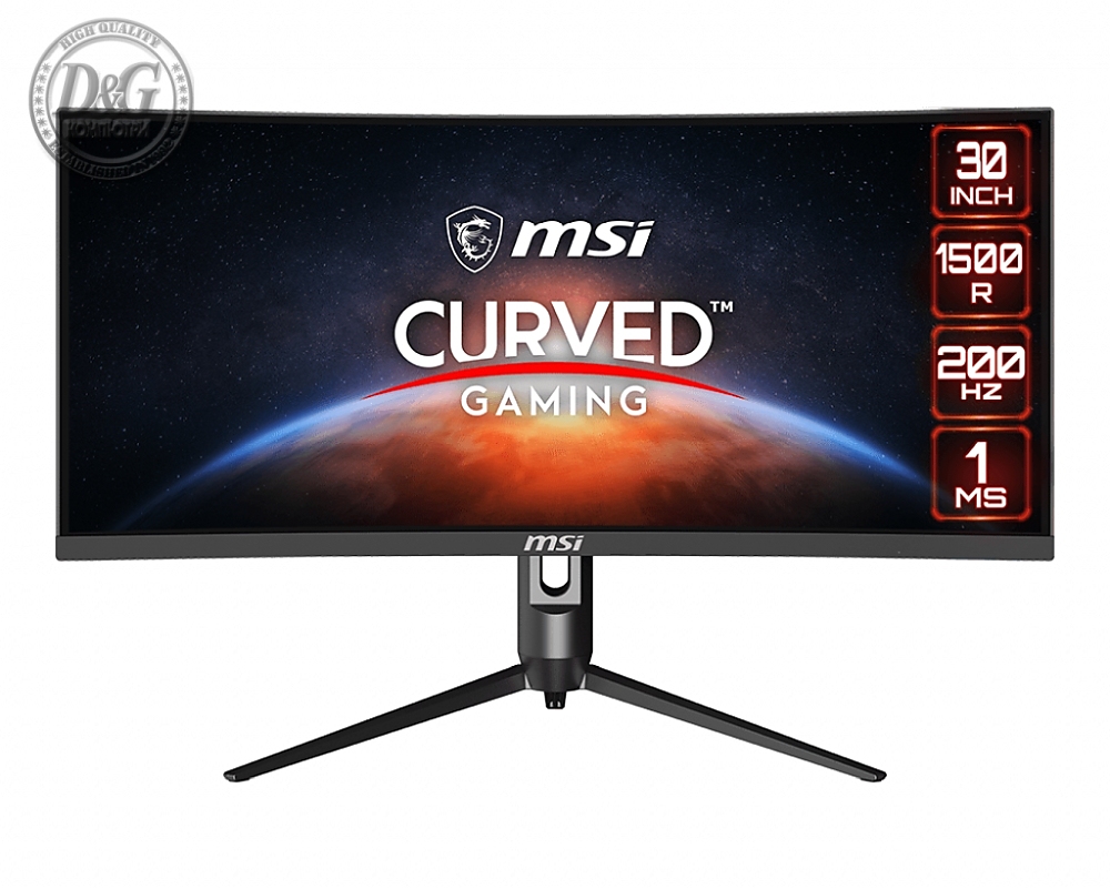 MSI Optix MAG301CR2, 29.5", 200Hz, 1ms, VA, 2560x1080, 21:9, Curved 1500R, Freesync Premium, Gaming OSD, Mystic Light, Anti-Flicker, LBL, 300 nits, 3000:1, 1x DP (1.2), 2x HDMI (2.0), 1x Type C (DP alt.), Earphone out, Height Adj, VESA, 9S6-3CB45H-010