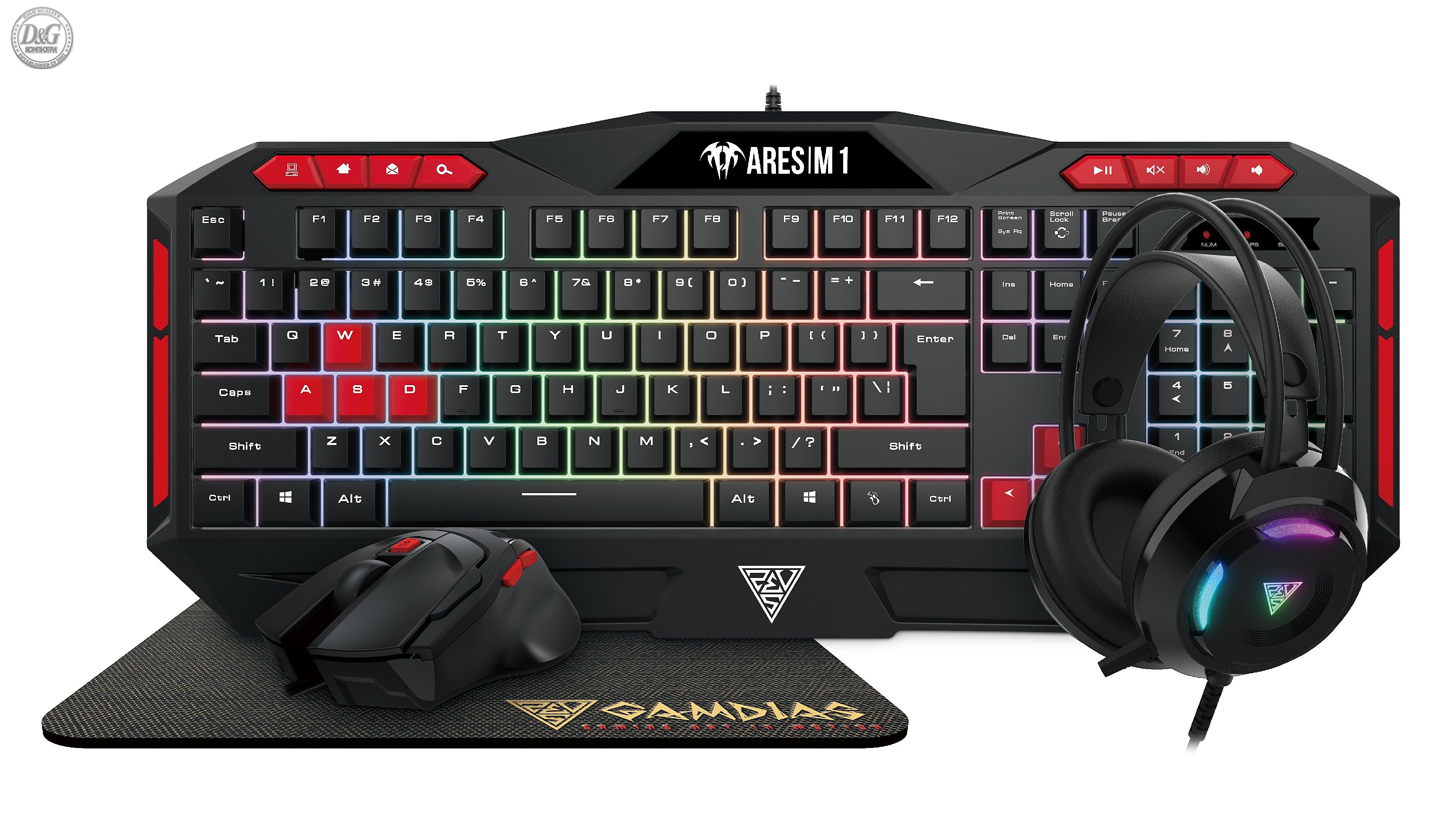 Gamdias геймърски комплект Gaming COMBO 4-in-1 Keyboard, Mouse, Headphones, Pad - POSEIDON M2