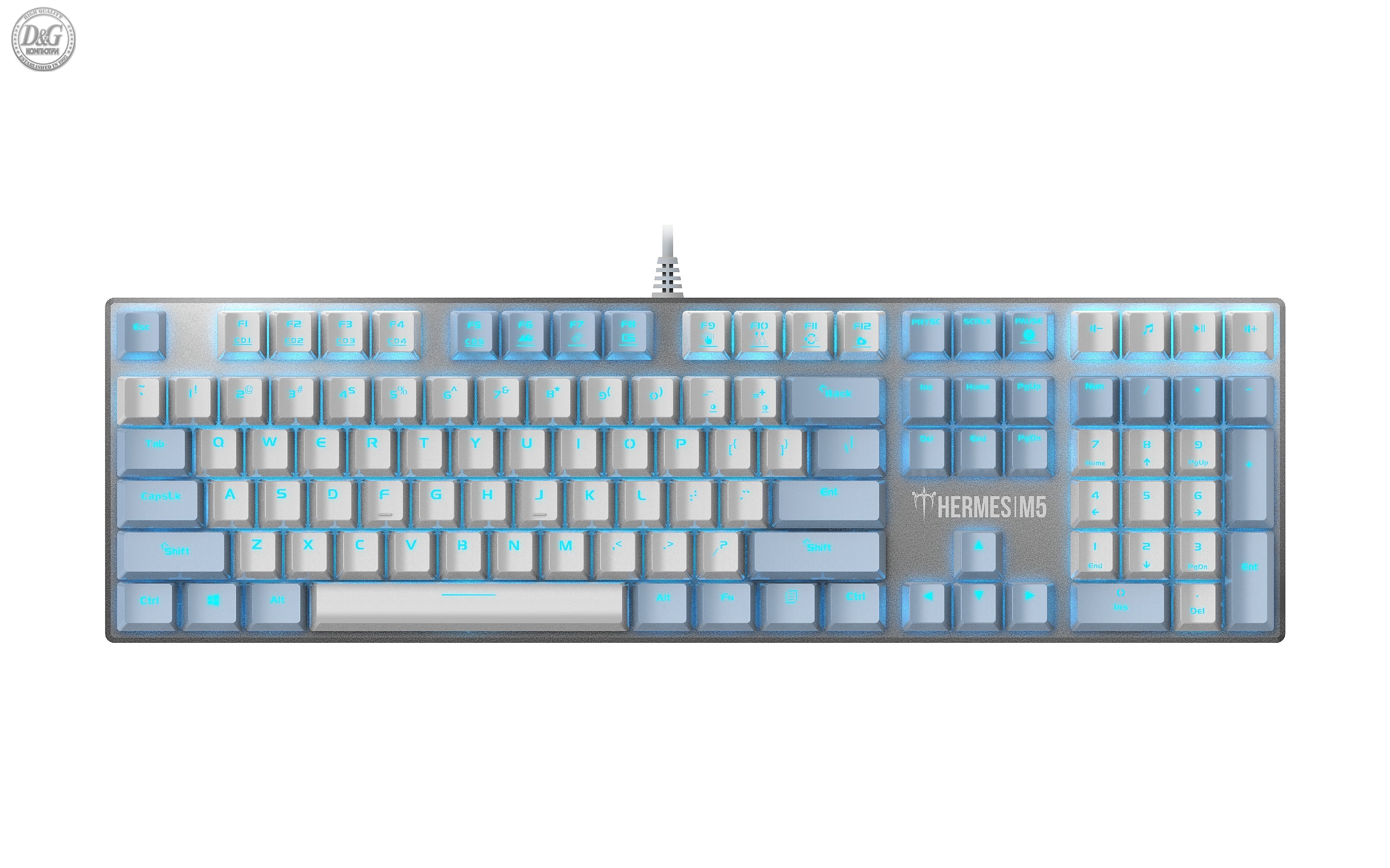 Gamdias механична клавиатура Gaming Keyboard Mechanical  - HERMES M5 - 1000Hz, Aluminium plate