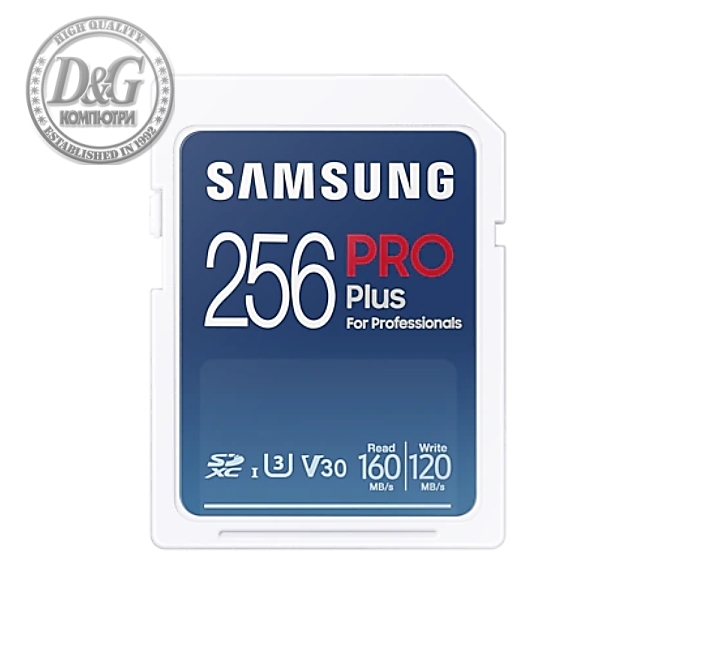 Samsung 256GB SD Card PRO Plus, Class10, Read 160MB/s - Write 120MB/s