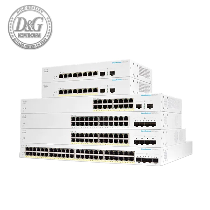 Cisco CBS220 Smart 8-port GE, Ext PS, 2x1G SFP