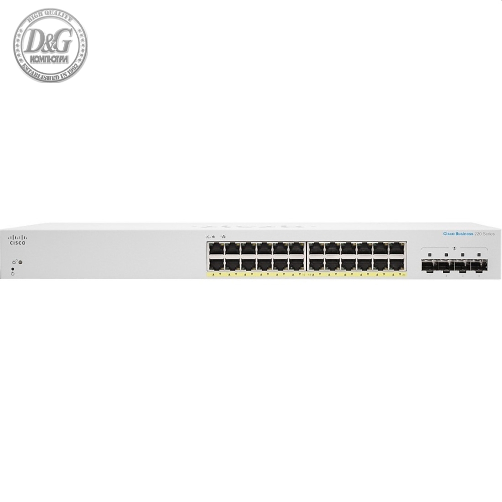 Cisco CBS220 Smart 24-port GE, Full PoE, 4x1G SFP