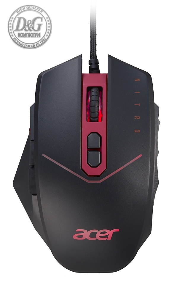 Acer Nitro Gaming Mouse Retail Pack, up to 4200 DPI, 6-level DPI Switch, 4 x 5g weights to customize, Burst Fire button