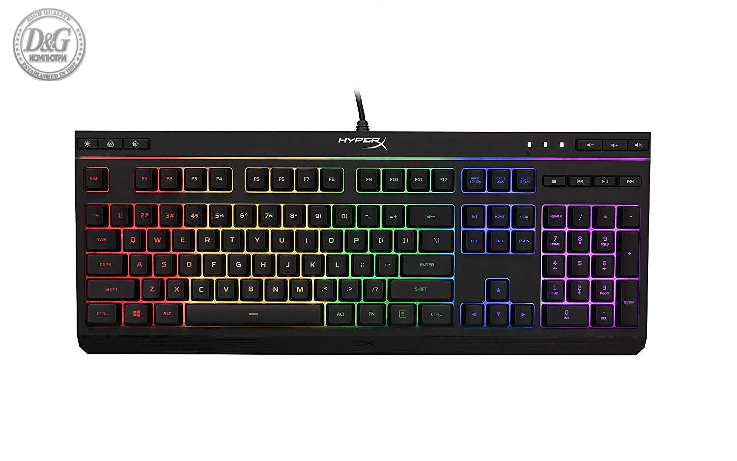 Геймърскa клавиатура HyperX Alloy Core, RGB подсветка, Черен