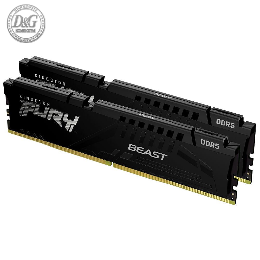 Памет Kingston FURY Beast Black 32GB(2x16GB) DDR5 PC5-44800 5600MHz CL40 KF556C40BBK2-32