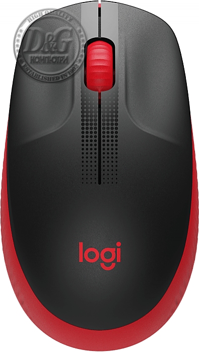 Безжична оптична мишка LOGITECH M190 Full-Size, USB, 1000 dpi, 3 бутона, Червен