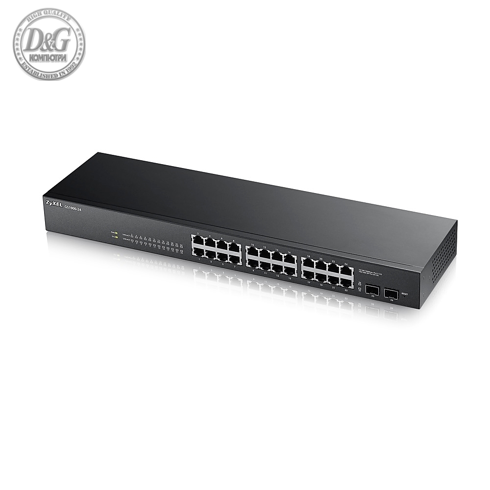 ZyXEL GS1900-24 v2, 24-port GbE L2 Smart Switch, rackmount, fanless