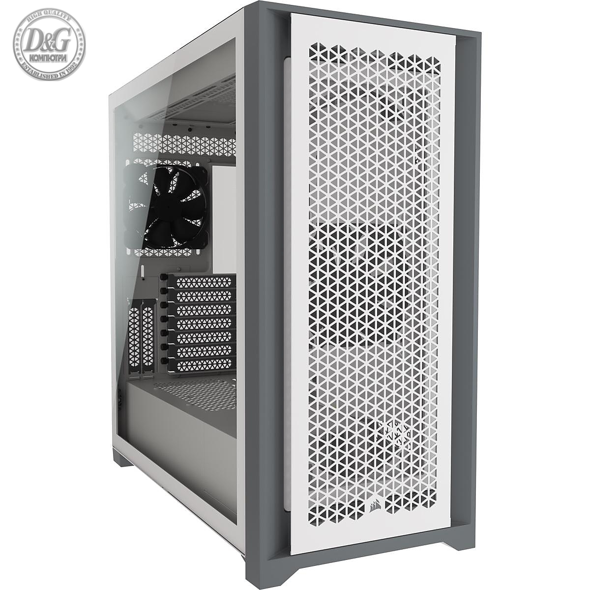 Кутия Corsair 5000D Airflow Mid Tower, Tempered Glass, Бяло