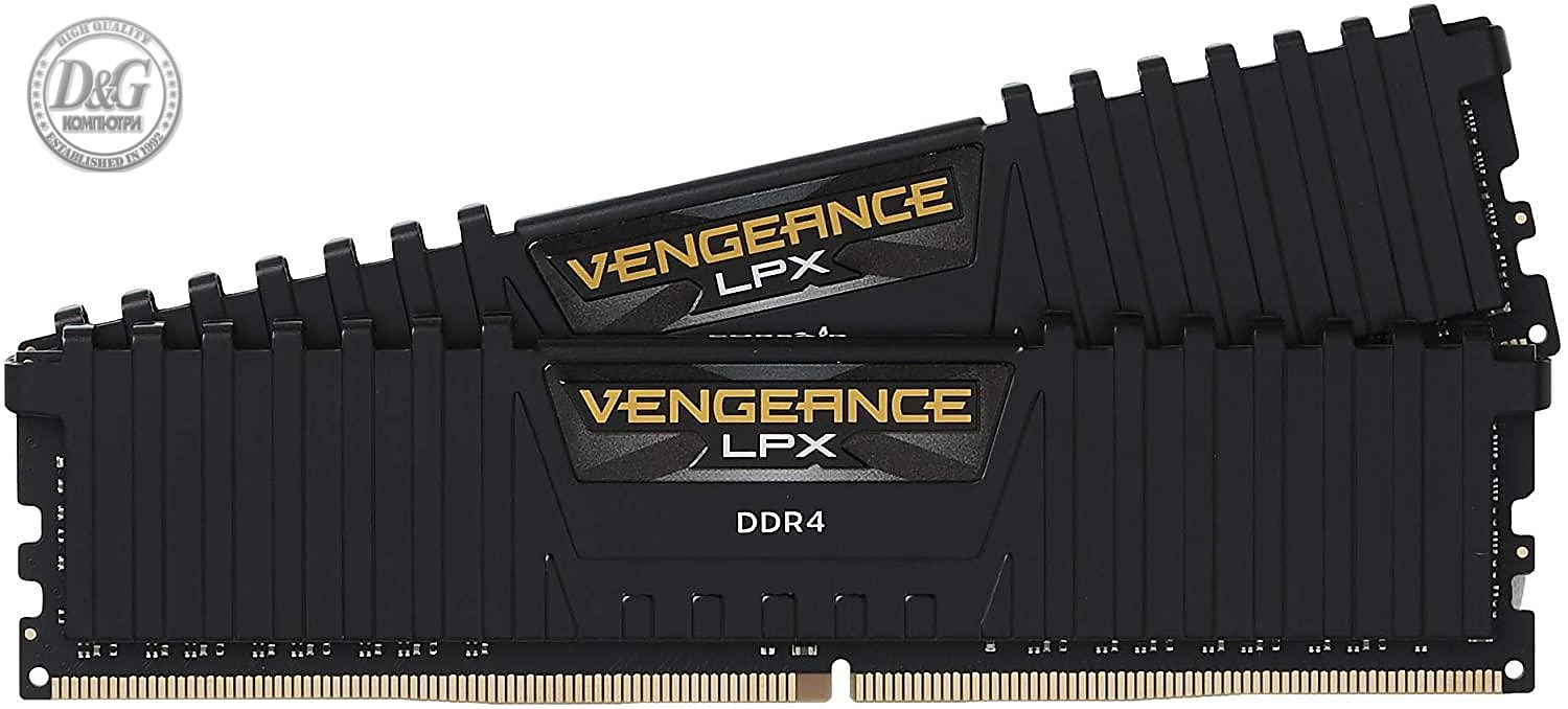 Памет CORSAIR VENGEANCE LPX, 16GB (2 x 8GB), DDR4, 3200MHz, C16 AMD Ryzen, Black