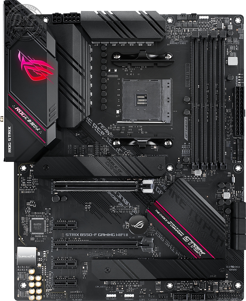 Дънна платка ASUS ROG STRIX B550-F GAMING WIFI II, AMD AM4, ATX, 4x DDR4, dual M.2, WiFi 6E, PCIe 4.0, Aura Sync RGB