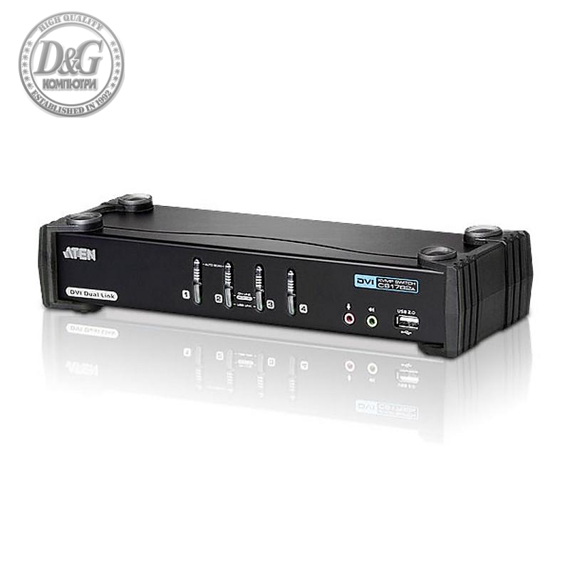 KVMP превключвател ATEN CS1784A, 4-портов, USB, DVI Dual Link, Audio