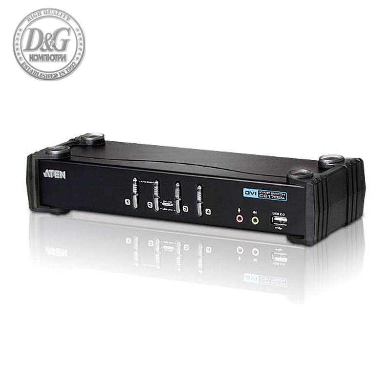 KVMP превключвател, ATEN CS1764A-AT, 4-портов, USB, DVI, Audio