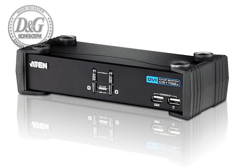 KVMP превключвател, ATEN CS1762A-AT, 2-портов, USB, DVI, Audio