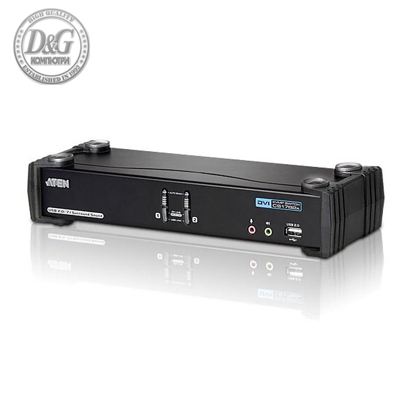 KVMP превключвател ATEN CS1782A 2-портов, USB, DVI Dual Link, CH7.1 Audio