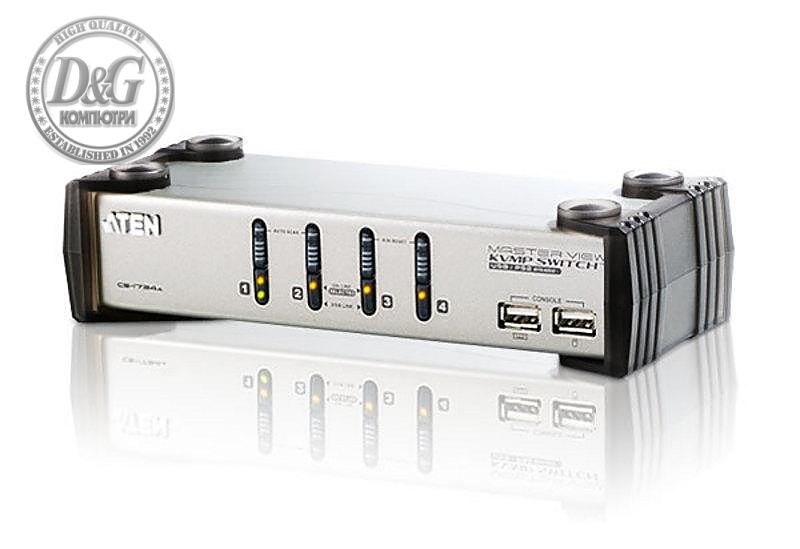 KVMP превключвател, ATEN CS1734A, 4-портов, PS/2-USB, VGA/Audio