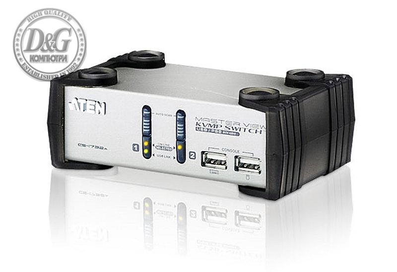 KVMP превключвател, ATEN CS1732A, 2-портов, PS/2-USB, VGA/Audio