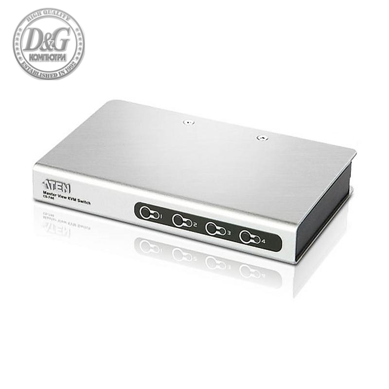 KVM превключвател ATEN CS74E, Slim, 4-портов, PS/2, VGA