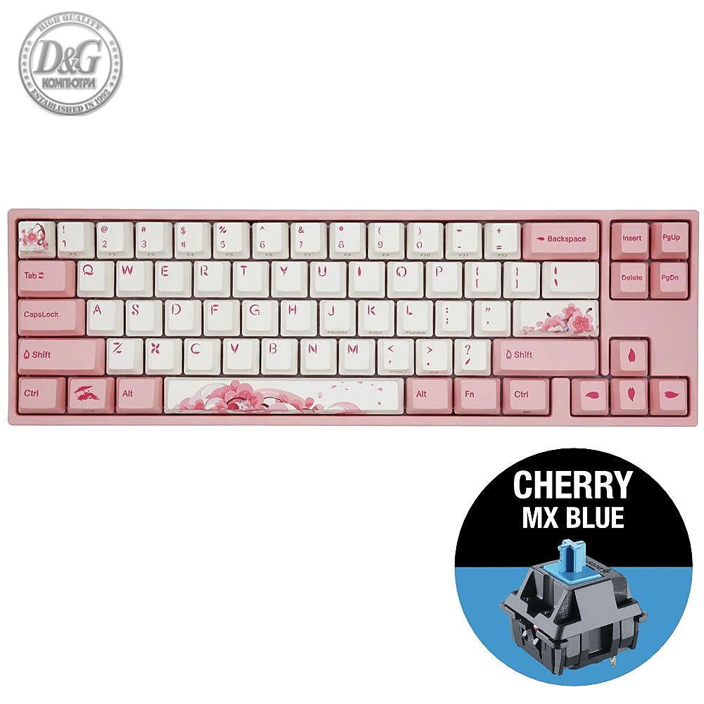 Геймърскa механична клавиатура Ducky x Varmilo Miya Sakura V2 65%, Cherry MX Blue