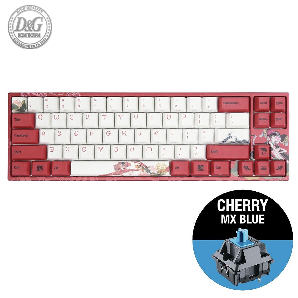 Геймърскa механична клавиатура Ducky x Varmilo Miya Koi 65%, Cherry MX Blue