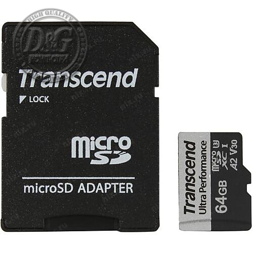 Transcend 64GB micro SD with adapter UHS-I U3 A2 Ultra Performance