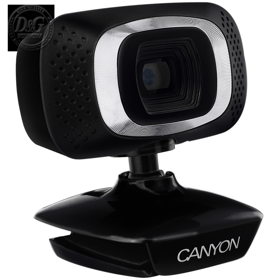 CANYON C3 720P HD webcam with USB2.0. connector, 360° rotary view scope, 1.0Mega pixels, Resolution 1280*720, viewing angle 60°, cable length 2.0m, Black, 62.2x46.5x57.8mm, 0.074kg