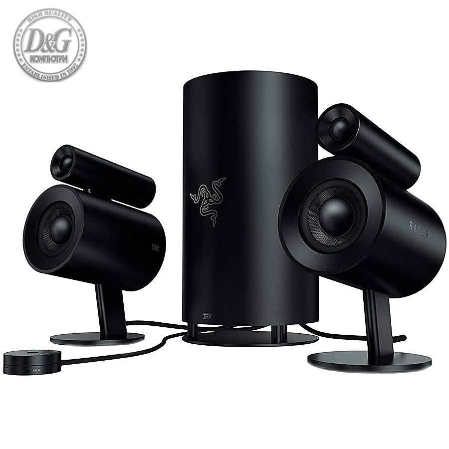 Razer Nommo Pro, THX Certified full range 2.1 gaming speakers, Dolby Virtual Surround Sound technology, Razer Chroma, 2 x 0.8 inch silk dome tweeters, 2 x 3 inch full range drivers,Frequency response: 35 - 20,000hz, USB, Optical, 3.5mm