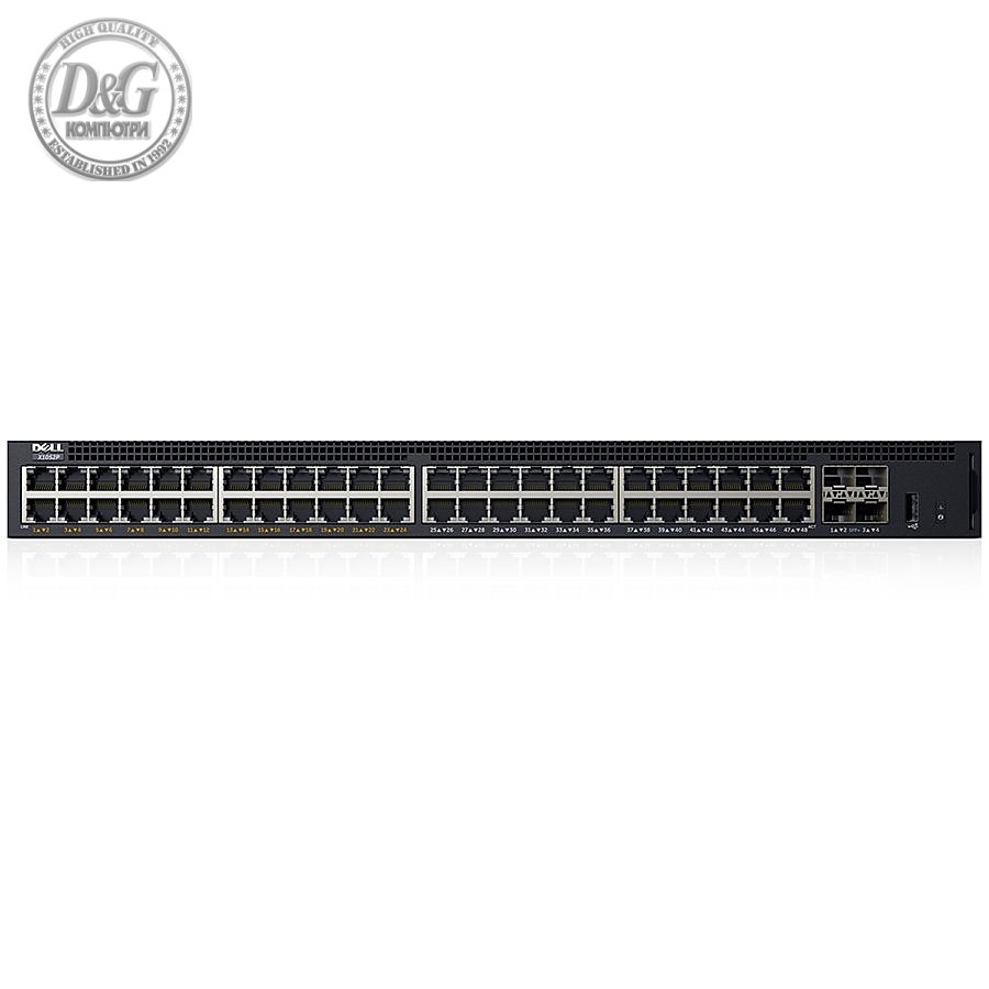 Dell Networking X1052P Smart Web Managed Switch, 48x 1GbE (24x PoE - up to 12x PoE+) 4x 10GbE SFP+