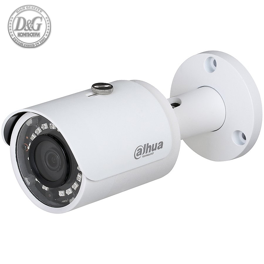 Dahua IP camera 2MP, Bullet Water-prof, 1/2.7" CMOS, 1920Г—1080 Effective Pixels, 25fps@1080P, Focal Length 2.8mm, Max IR distance 30m, 0.08Lux/F2.0, 0Lux/F2.0 IR on, DC12V, PoE, 5.5W, IP67.