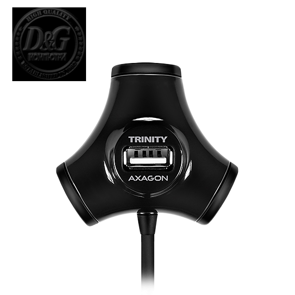 AXAGON HUE-X3B 4x USB2.0 TRINITY Black Hub