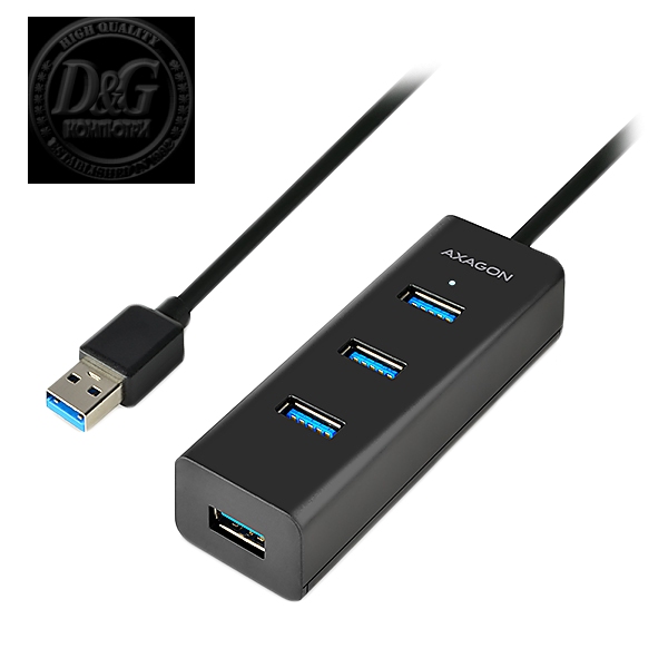 AXAGON HUE-S2BL 4x USB3.0 Charging Hub 1.2m Cable, MicroUSB Charging