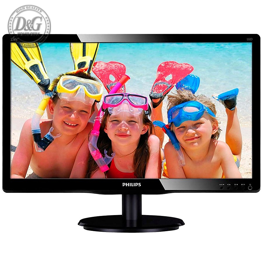 Monitor LED Philips 226V4LAB/00, V-line, 21.5'' 1920x1080@60Hz, 16:9, TN, 5ms, 250nits, Black, 3 Years, VESA100x100/VGA/DVI/