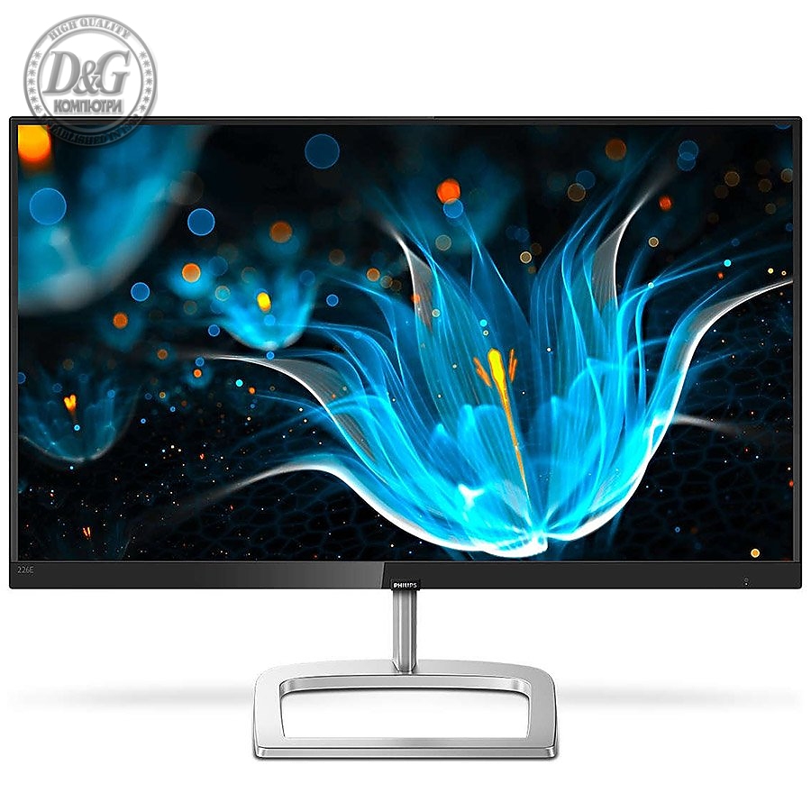 Monitor LED Philips 226E9QHAB/00, E-line, 21.5'' 1920x1080@60Hz, 16:9, IPS , 5ms, 250nits, Speakers 3W, Black/Silver , 2 Years, VESA75x75mm/VGA/HDMI/