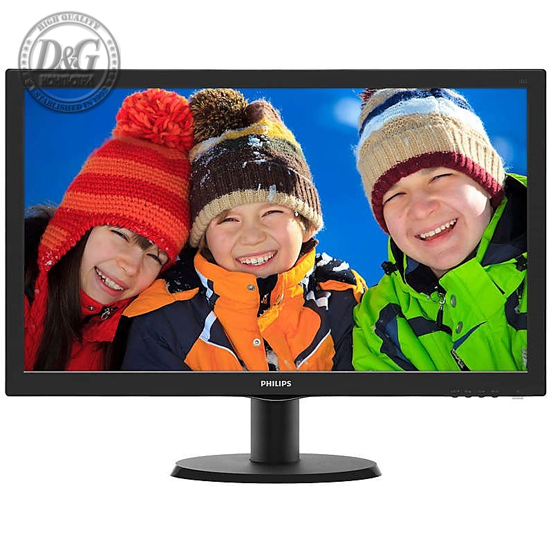 Monitor LED Philips 243V5QSBA/00, V-line, 23.6'' 1920x1080@60Hz, 16:9, VA, 8ms, 250nits, Black, 3 Years, VESA100x100/VGA/DVI/