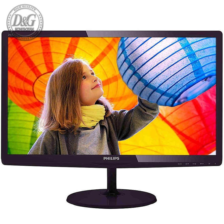 PHILIPS Monitor LED E-Line 247E6QDAD (23.6'', ADS-IPS, 16.9, 1920x1080, 5ms, 20M:1, 250 cd/m2, VGA, DVI, HDMI, Speakers) Black cherry, 3y