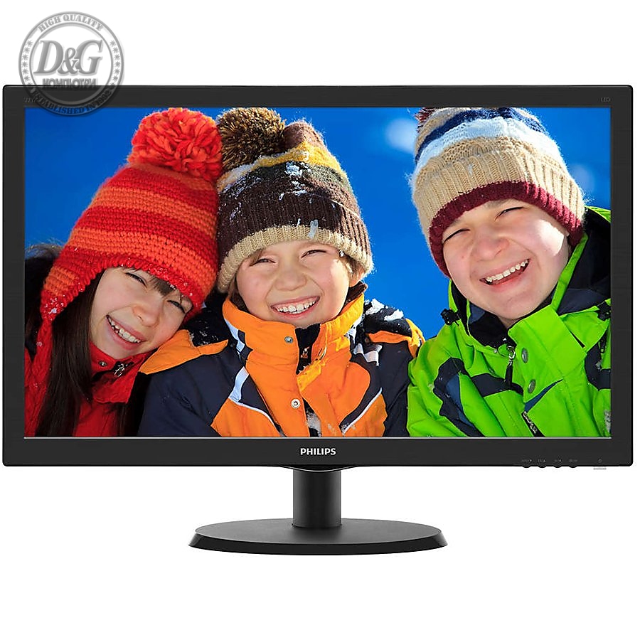 Monitor LED Philips 240V5QDSB/00, V-line, 23.8'' 1920x1080@60Hz, 16:9, IPS, 5ms, 250nits, Black, 3 Years, VESA100x100/VGA/DVI/HDMI/