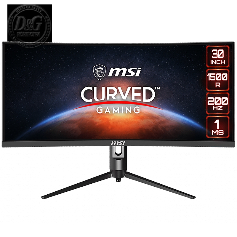 MSI Optix MAG301CR2 Curved Gaming Monitor, 29.5" 200Hz, WFHD (2560 x 1080) 21:9, VA Anti-glare, 300 cd/m2, 3000:1, 178°/178°, 1500R Curve, FreeSync Premium, 1x DP, 2x HDMI, 1x Type-C, 1 x Earphone out, Tilt/Swivel/Pivot/Height Adjust, 3Y Warranty