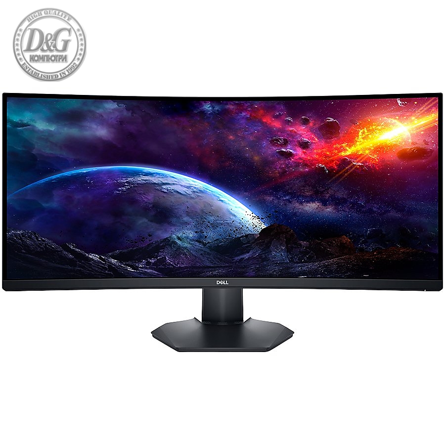 Dell Gaming LED Monitor S3422DWG, 34"  WQHD 3440x1440 144Hz VA AG 21:9 Curved 99% sRGB, 400cd/m2, 3000:1, 178Вє/178Вє, 1ms (MPRT) / 2ms GtG, Flicker Free, 2xHDMI, 1xDP, USB Hub (4xUSB 3.2) Audio Jack, Free Sync, Height, Slant ,Tilt Adj, 3Y