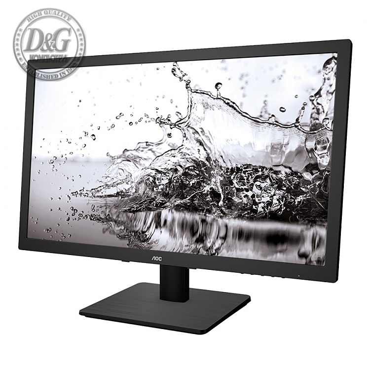 AOC Monitor LED E975SWDA (18.5'', 16:9, 1366x768, TFT-LCD, 250 cd/mВІ, 200M:1, 5 ms, 170/160В°, VGA, DVI-D, 2W speakers, Tilt: -5 to +20В°) Black, 3y