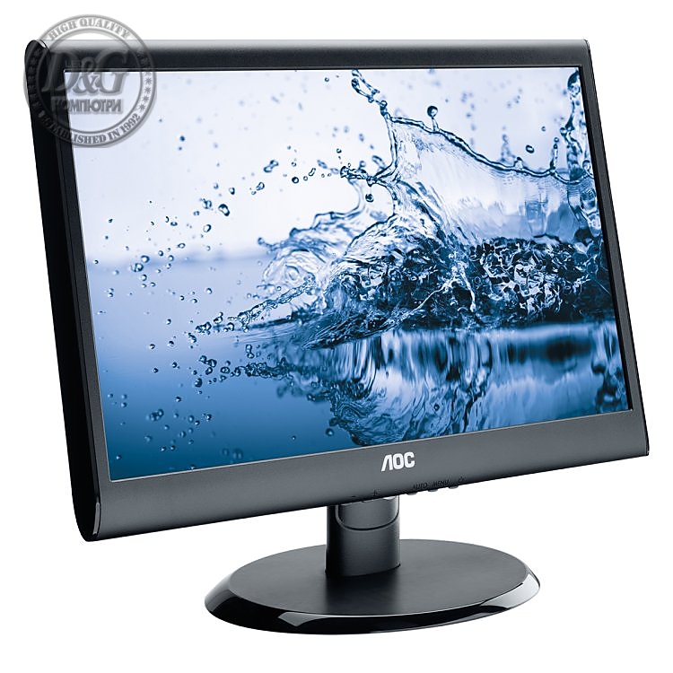 AOC 18.5''(47cm) Monitor LED E950SWDAK (18.5'', 16:9, 1366x768, LED, 250 cd/m2, 20.000.000 : 1, 5 ms, 178/170°, VGA, DVI-D, Speakers, Black, Warranty 3y)