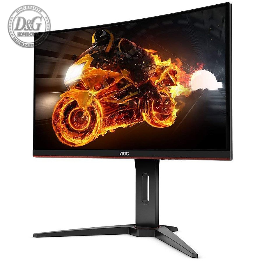 AOC Monitor LED C24G1 Curved Gaming (24вЂњ, 16:9, 1920x1080, VA, 144Hz, 250 cd/mВІ, 3000:1, 80M:1, 1 ms, 178/178В°, VGA, 2xHDMI, DP, Audio OUT, Tilt: -5/+35В°, Swivel, Tilt, H. Adjust, VESA, Ergonomic, Borderless, 1500R curvature) Black-Red, 3y