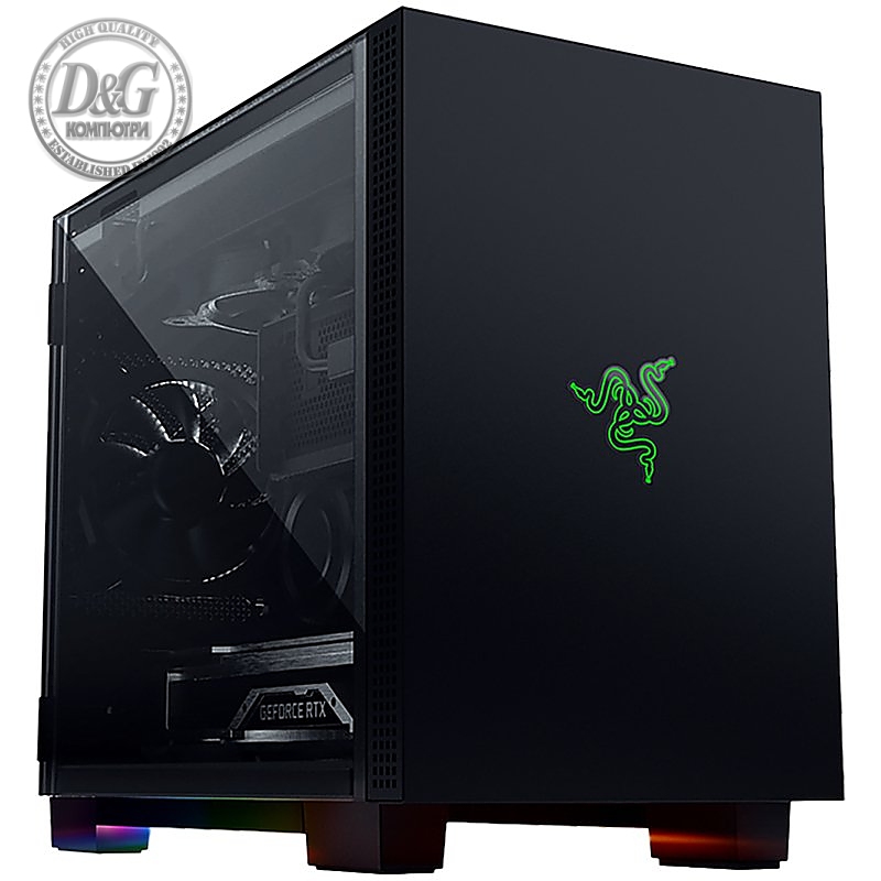 Razer Tomahawk Mini-ITX, Mini-ITX, Mini-DTX, SPCC Steel (0,8mm) Thick and All Tempered Glass Side Panels, 3 Expansion Slots, 3 x 2.5” HDD or SSD, Razer Chroma™ Underglow