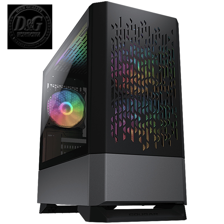 COUGAR MG140 Air RGB - Black, Mini Tower, Mini ITX / Micro ATX, USB 3.0 x 2, USB 2.0 x 1, Mic x 1 / Audio x 1, RGB Button, 3x 120mm ARGB fans pre-installed, Built-in LED controller, Patterned Air Vents, 205 x 410 x 420 (mm)