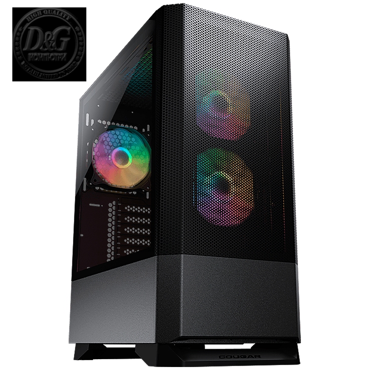 COUGAR MX430 Mesh RGB (Black), Mid Tower, Mini ITX / Micro ATX / ATX, USB 3.0 x 2, USB 2.0 x 1, Mic x 1 / Audio x 1, Reset Button, RGB Button, 4mm Tempered Glass, Onboard Lighting System