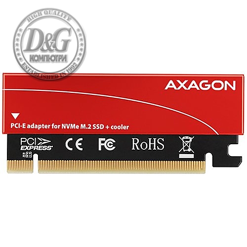 AXAGON PCEM2-S PCI-E 3.0 16x - M.2 SSD NVMe, up to 80mm SSD, low profile, cooler