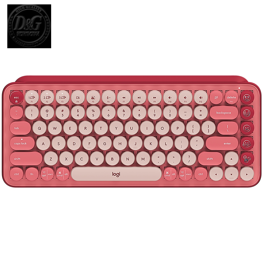 LOGITECH POP Keys Wireless Mechanical Keyboard With Emoji Keys - HEARTBREAKER_ROSE - US INT'L - BT - INTNL - BOLT