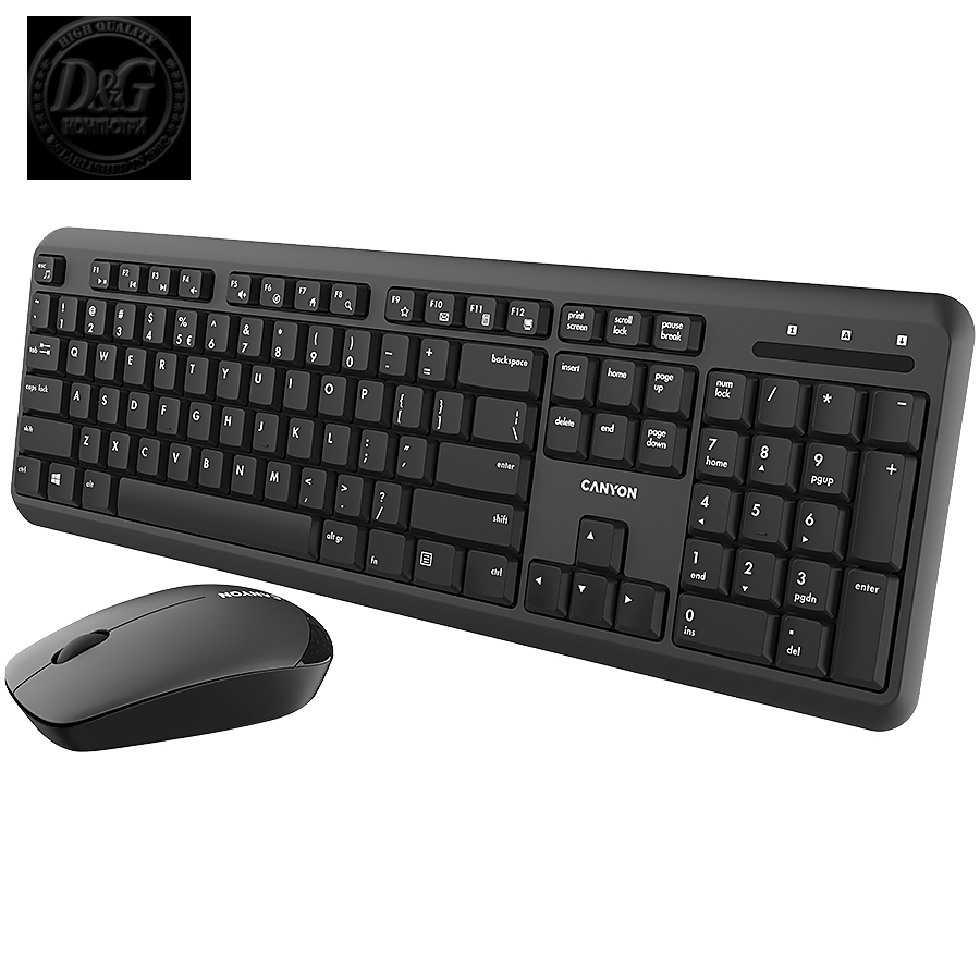 Wireless combo set,Wireless keyboard with Silent switches,105 keys,BG layout,optical 3D Wireless mice 100DPI black