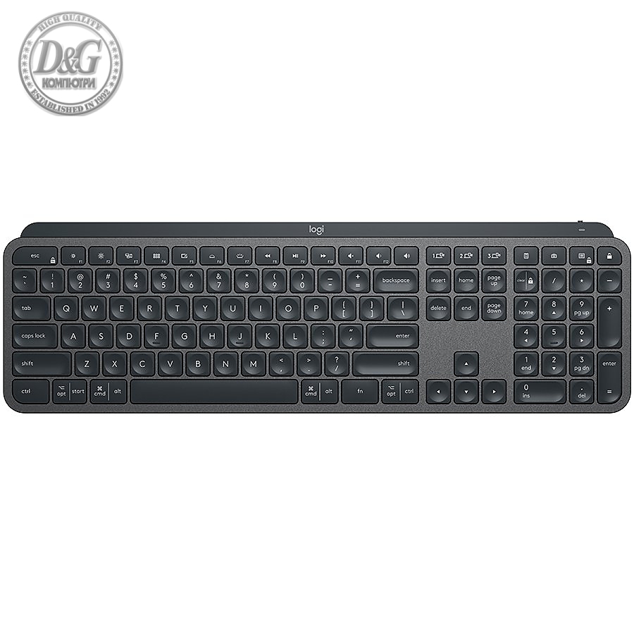 LOGITECH MX Keys for Mac Advanced Wireless Illuminated Keyboard - SPACE GREY - US INT'L - 2.4GHZ/BT - EMEA