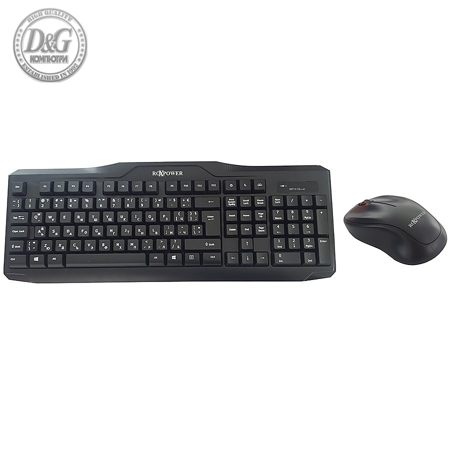 RoXpower Keyboard WT-81 2.4GHZ/64 channels wireless combo-set, Compatibility: Windows 7/8+/10,range:up to 10m,Mouse-universal for left and right hand, Keyboard-EN/BG(BDS), 107 key,Batteries (Included),Dimensions:Keyboard-430/160/25mm,Mouse-94/64/36mm